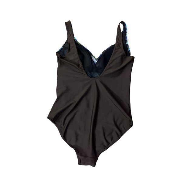 Christina Swimsuit Womens 16L Tall One Piece Blue Brown Lined Scoop Back Used - Picture 4 of 12